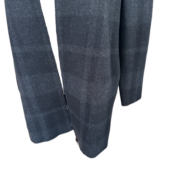 Eileen Fisher Plaid Merino Wool Open Front Long Jacket Cardigan Grey Black Small - Picture 5 of 11